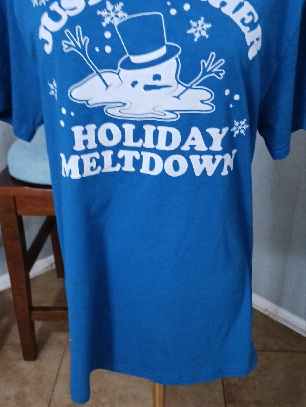 NEW!! Blue Holiday Melted Snowman Graphic Tee - Picture 3 of 8
